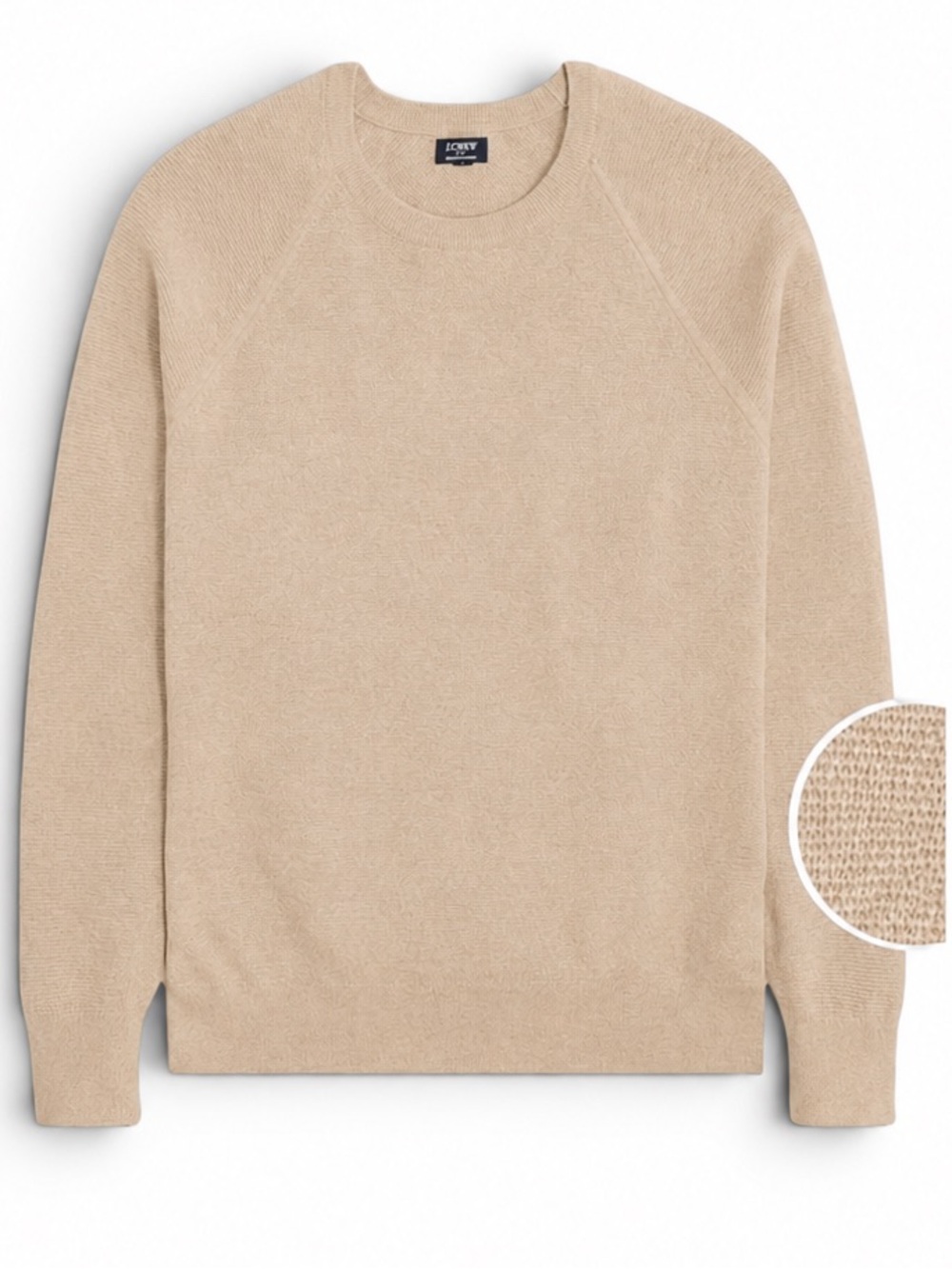 J.Crew Seed Stitch Cotton Crewneck Sweater Heathered Khaki Tan Light Large NWT